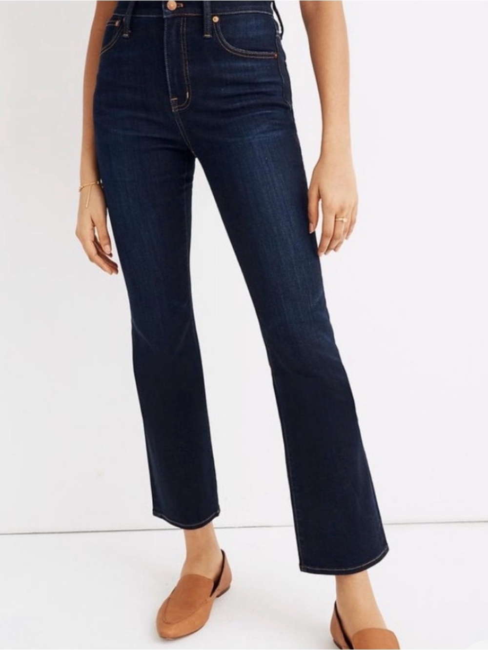 Madewell Petite Curvy Cali Demi-Boot Jeans Larkspur Dark Blue‎ Womens Size 27 P